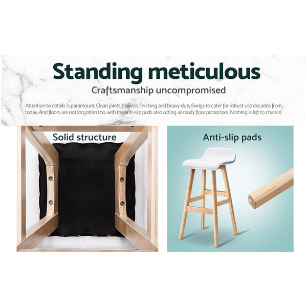 Artiss 2x Bar Stools Wooden Stool White Artiss