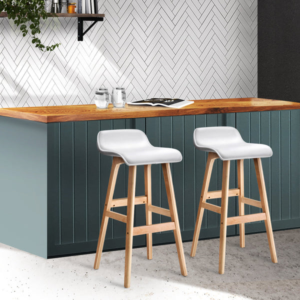 Artiss 2x Bar Stools Wooden Stool White Artiss