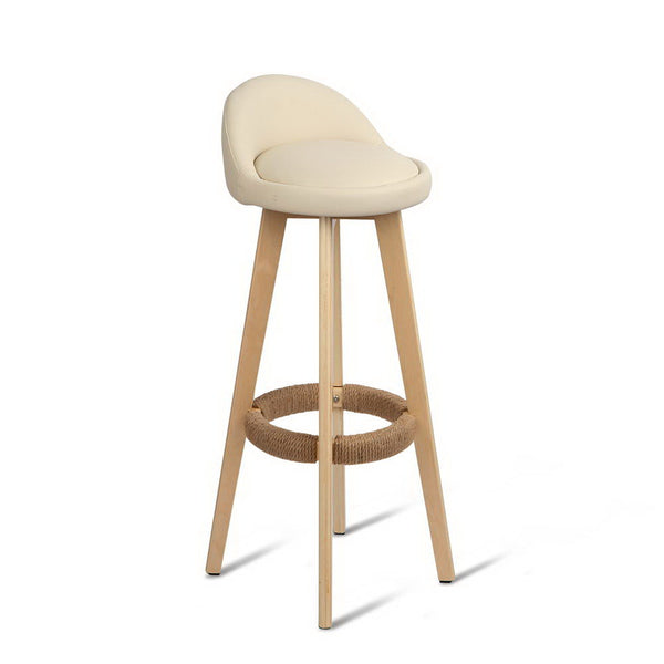 Artiss Set of 2 PU Leather Bar Stools - Beige freeshipping - Awezingly
