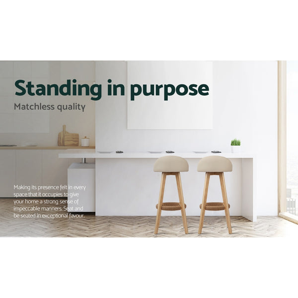 Artiss Set of 2 PU Leather Bar Stools - Beige freeshipping - Awezingly