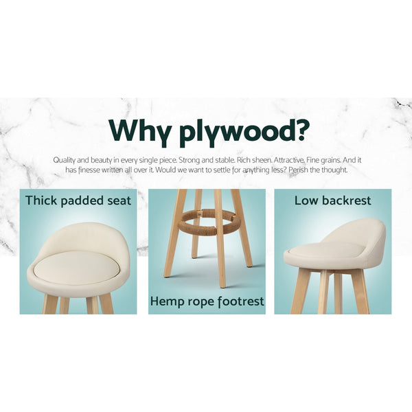 Artiss Set of 2 PU Leather Bar Stools - Beige freeshipping - Awezingly