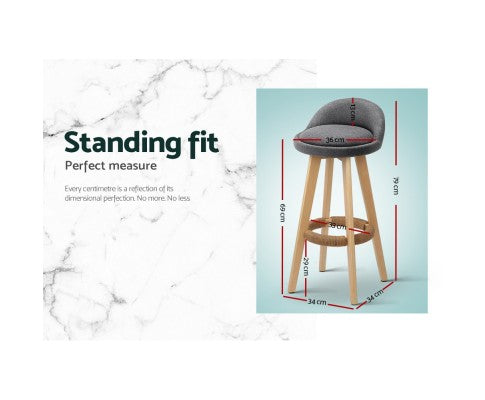 Artiss Set of 2 Fabric Bar Stools-Grey freeshipping - Awezingly