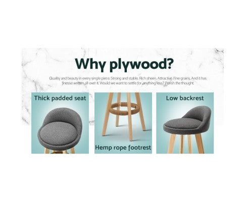 Artiss Set of 2 Fabric Bar Stools-Grey freeshipping - Awezingly