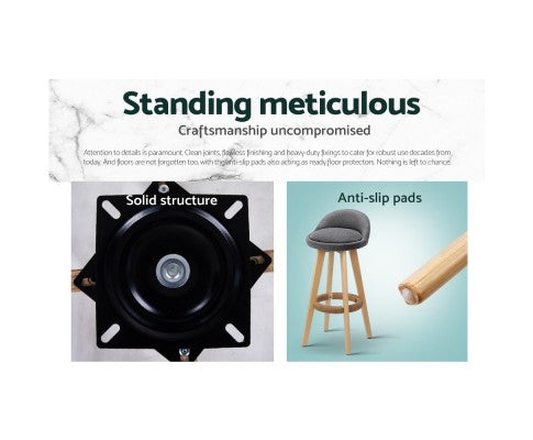 Artiss Set of 2 Fabric Bar Stools-Grey freeshipping - Awezingly