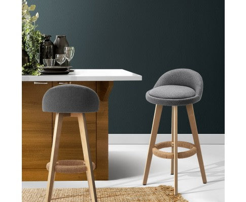 Artiss Set of 2 Fabric Bar Stools-Grey freeshipping - Awezingly