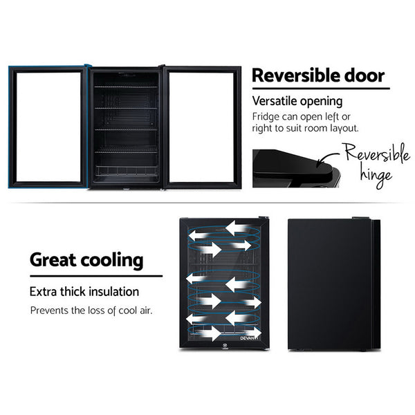 Devanti 115L Bar Fridge Glass Door Mini Freezer Fridges Countertop Beverage Commercial freeshipping - Awezingly