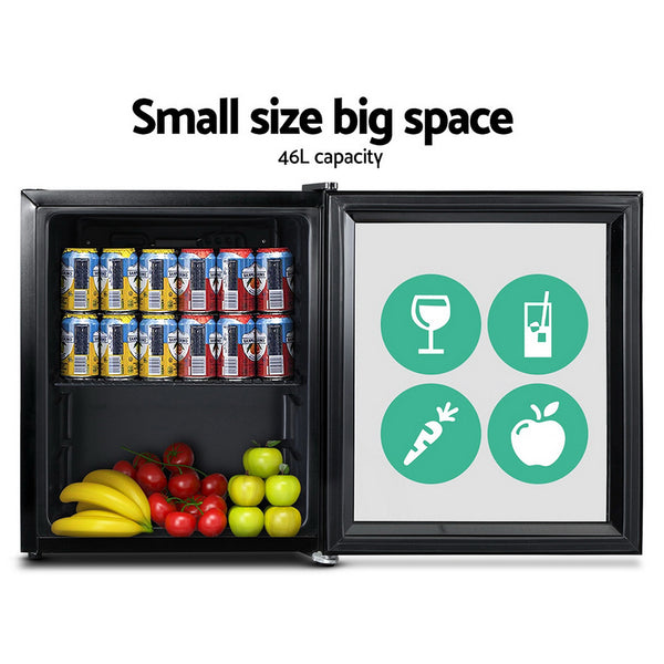 Devanti 46L Glass Door Bar Fridge Mini Countertop Freezer Fridges Bottle Cooler freeshipping - Awezingly