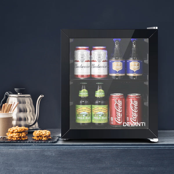 Devanti 46L Glass Door Bar Fridge Mini Countertop Freezer Fridges Bottle Cooler freeshipping - Awezingly