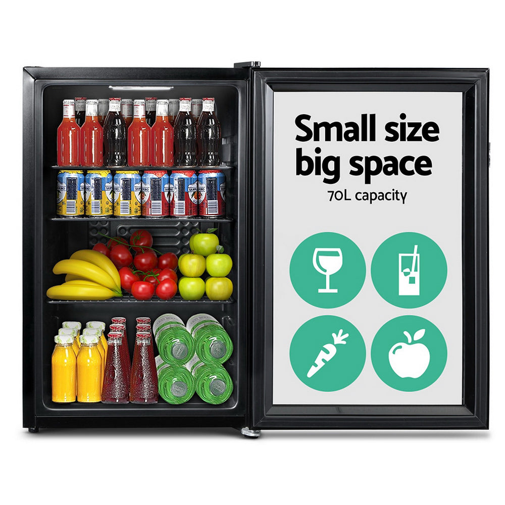 Devanti 70L Bar Fridge Glass Door Mini Countertop Freezer Fridges Bottle Cooler freeshipping - Awezingly