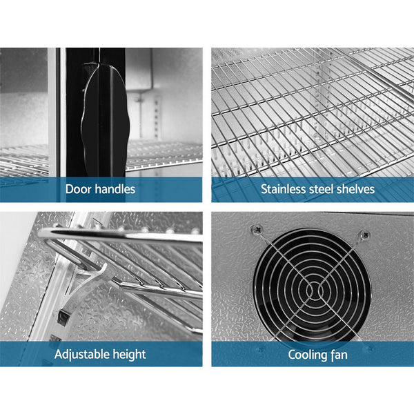 Devanti Bar Fridge 2 Glass Door Commercial Display Freeer Drink Beverage Cooler Black freeshipping - Awezingly