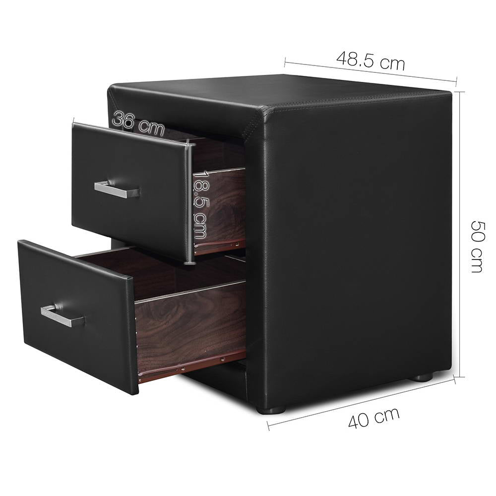 Artiss PVC Leather Bedside Table - Black freeshipping - Awezingly