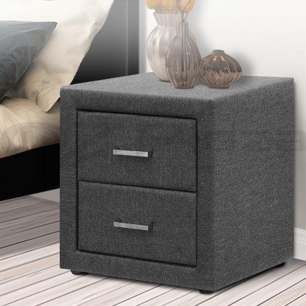 Artiss Fabric Bedside Table - Grey freeshipping - Awezingly