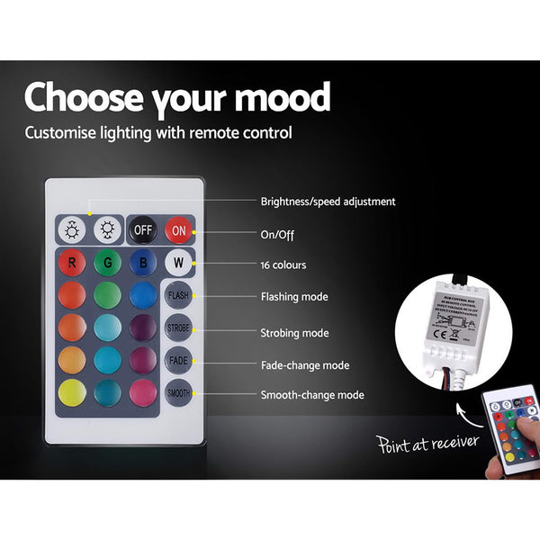 Artiss Bed Frame Double Size Gas Lift RGB LED White Cole Artiss