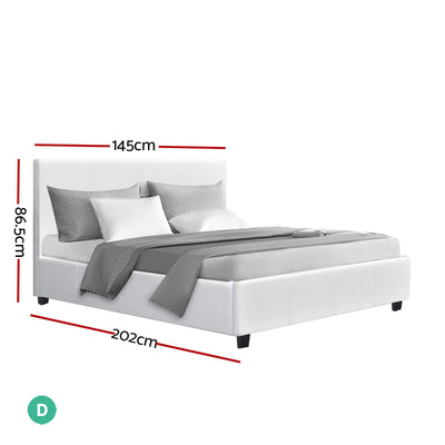 Artiss Double Full Size Bed Frame Base Mattress Platform White Leather Wooden NEO