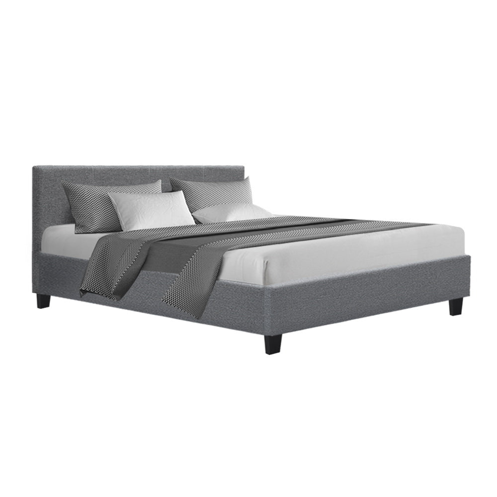 Artiss Queen Size Fabric Bed Frame Headboard- Grey Artiss