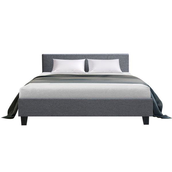 Artiss Queen Size Fabric Bed Frame Headboard- Grey Artiss