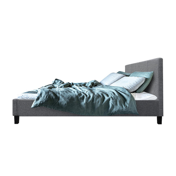 Artiss Queen Size Fabric Bed Frame Headboard- Grey Artiss