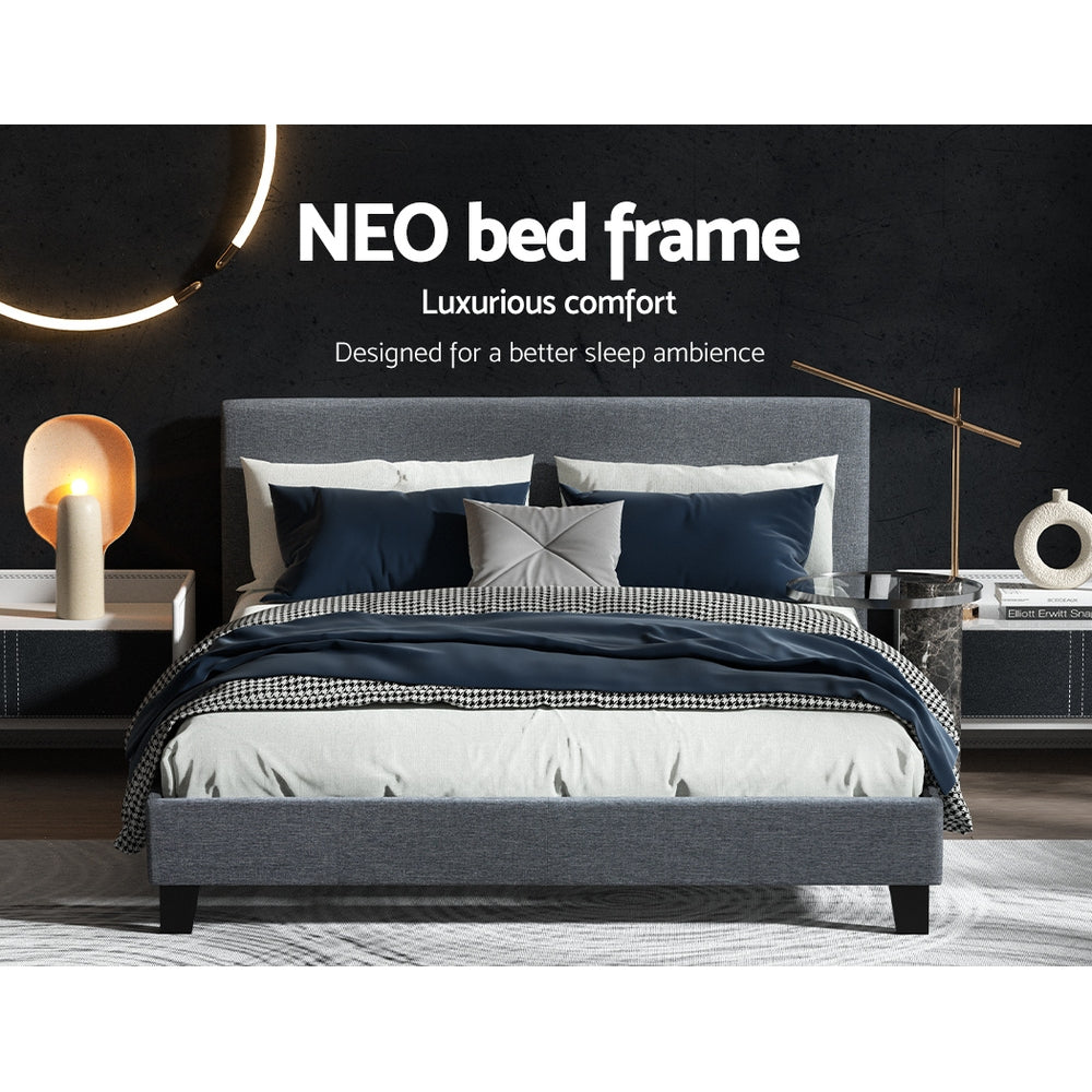 Artiss Queen Size Fabric Bed Frame Headboard- Grey Artiss