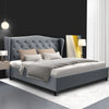 Artiss Queen Size Wooden Upholstered Bed Frame Headborad - Grey