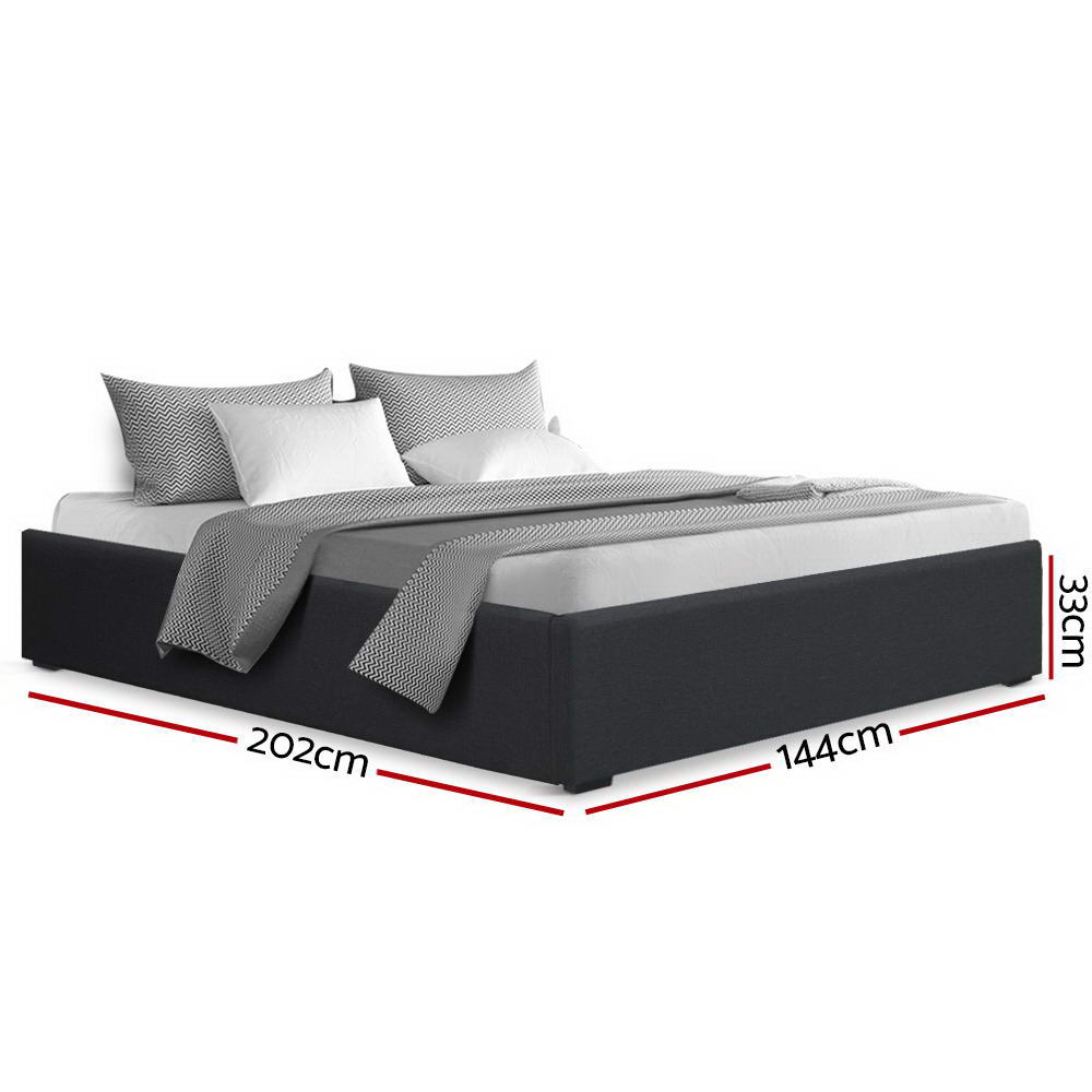 Artiss TOKI Double Size Storage Gas Lift Bed Frame without Headboard Fabric Charcoal Artiss