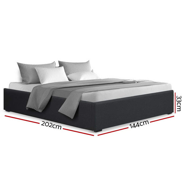 Artiss TOKI Double Size Storage Gas Lift Bed Frame without Headboard Fabric Charcoal Artiss