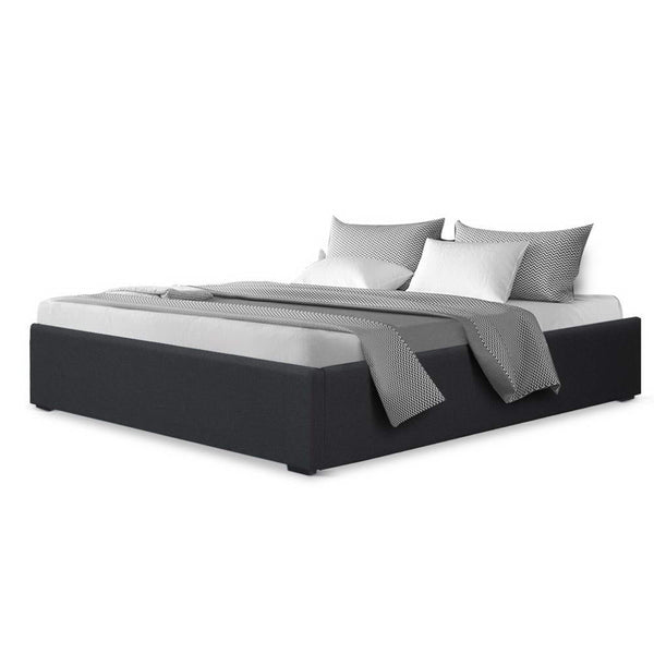 Artiss TOKI Double Size Storage Gas Lift Bed Frame without Headboard Fabric Charcoal Artiss