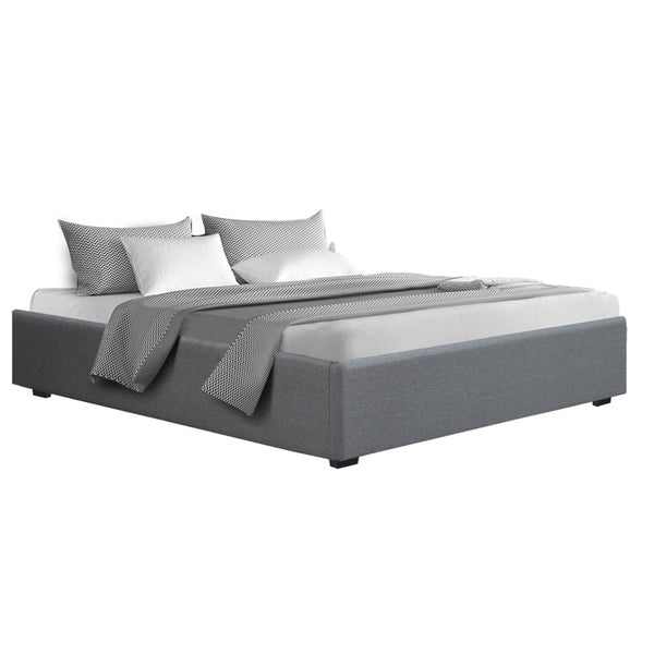 Artiss Bed Frame King Size Gas Lift Base With Storage Platform Grey Fabric Toki Collection Artiss