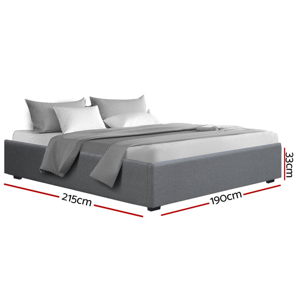 Artiss Bed Frame King Size Gas Lift Base With Storage Platform Grey Fabric Toki Collection Artiss