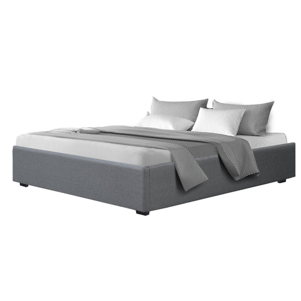 Artiss Bed Frame King Size Gas Lift Base With Storage Platform Grey Fabric Toki Collection Artiss