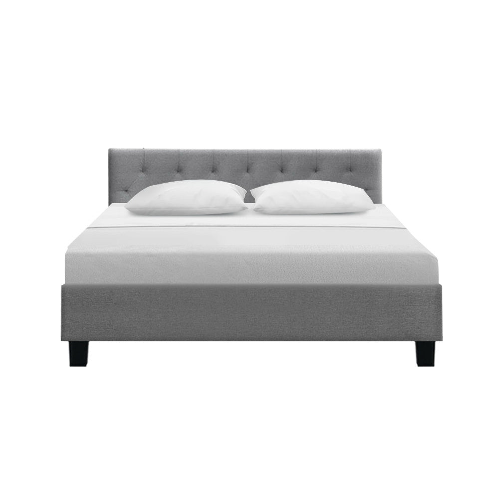 Artiss VANKE Queen Size Bed Frame Base Fabric Headboard Wooden Mattress Artiss