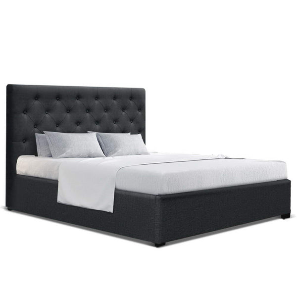 Artiss Bed Frame Double Size Gas Lift Base With Storage Charcoal Fabric Vila Collection Artiss
