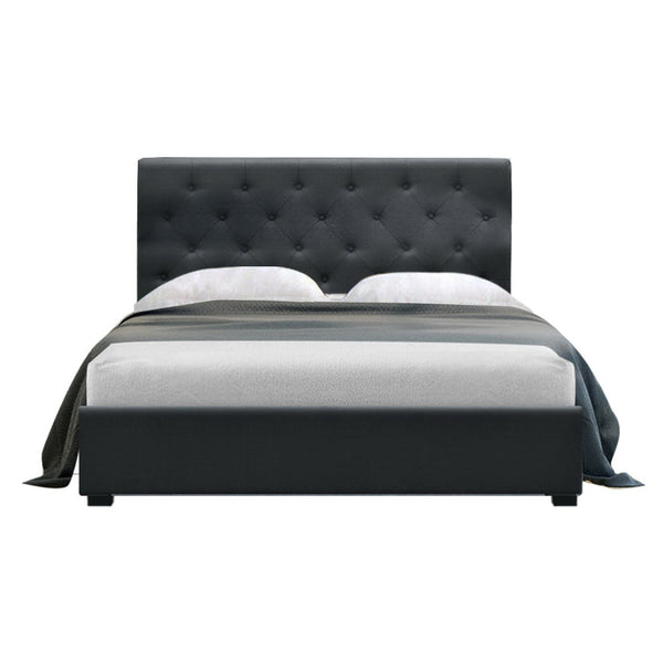 Artiss Bed Frame Double Size Gas Lift Base With Storage Charcoal Fabric Vila Collection Artiss