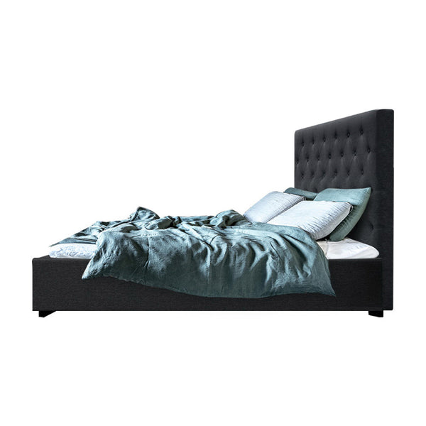 Artiss Bed Frame Double Size Gas Lift Base With Storage Charcoal Fabric Vila Collection Artiss