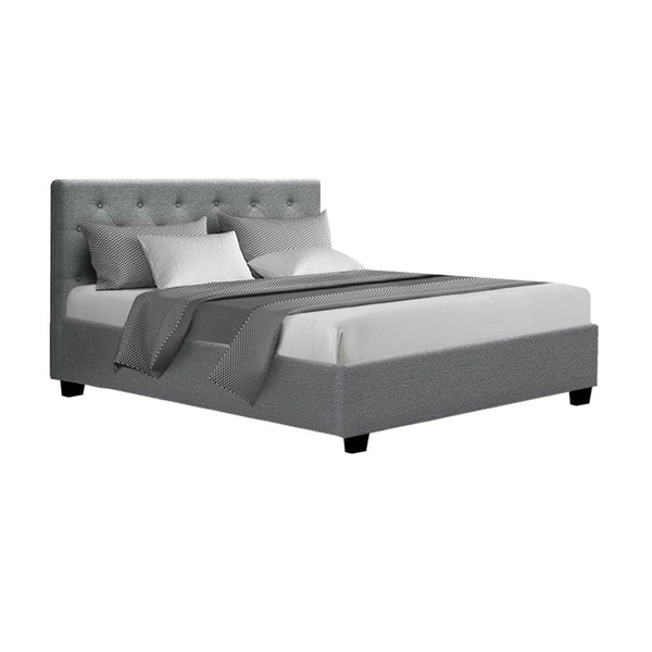 Artiss Double Full Size Gas Lift Bed Frame Base With Storage Mattress Grey Fabric VILA Artiss