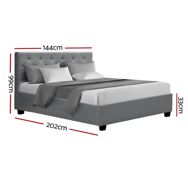 Artiss Double Full Size Gas Lift Bed Frame Base With Storage Mattress Grey Fabric VILA Artiss