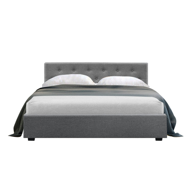 Artiss Double Full Size Gas Lift Bed Frame Base With Storage Mattress Grey Fabric VILA Artiss