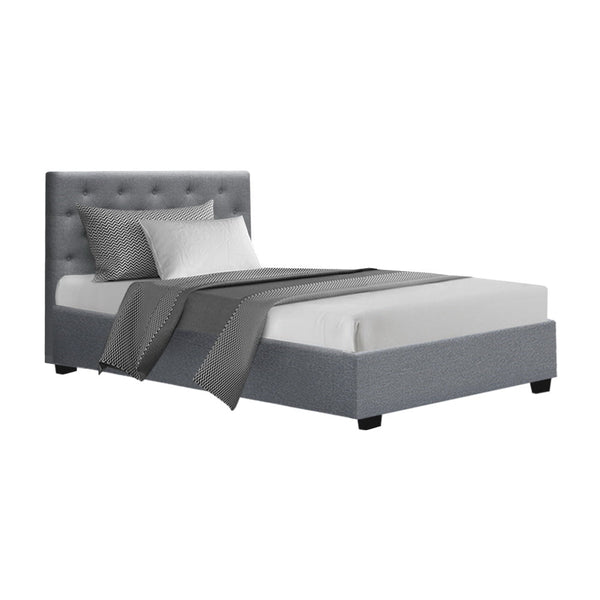 Artiss VILA King Single Size Gas Lift Bed Frame Base With Storage Mattress Grey Fabric Artiss
