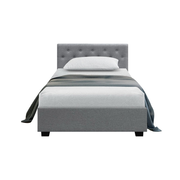 Artiss VILA King Single Size Gas Lift Bed Frame Base With Storage Mattress Grey Fabric Artiss