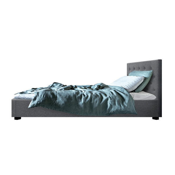 Artiss VILA King Single Size Gas Lift Bed Frame Base With Storage Mattress Grey Fabric Artiss