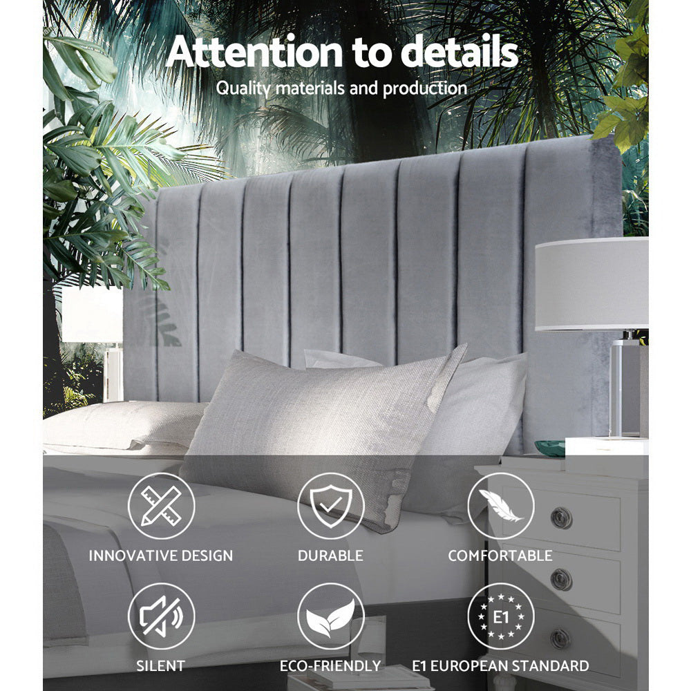 Artiss VELA Bed Head Headboard Queen Size Bedhead Velvet Grey Artiss