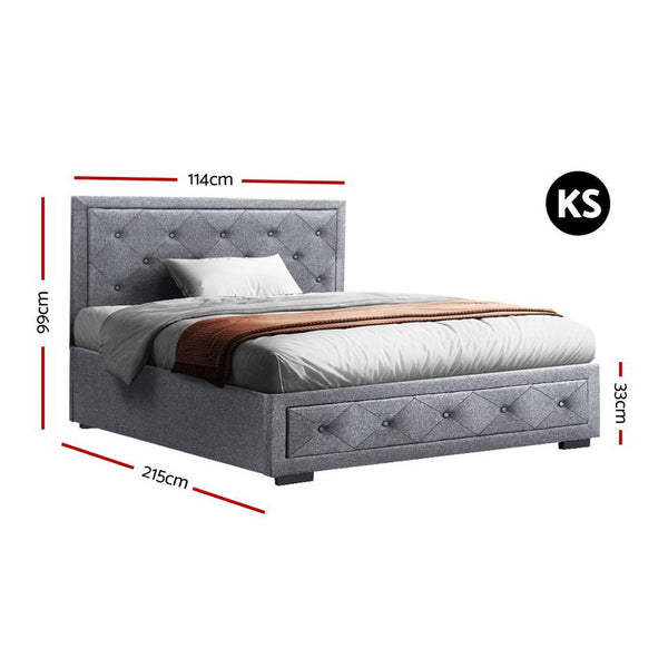 Artiss Bed Frame King Single Size Gas Lift Mattress Base with Storage Fabric Artiss