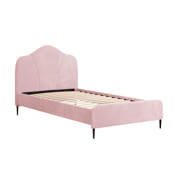 Artiss Bed Frame King Single Size Velvet Pink OLAN Artiss