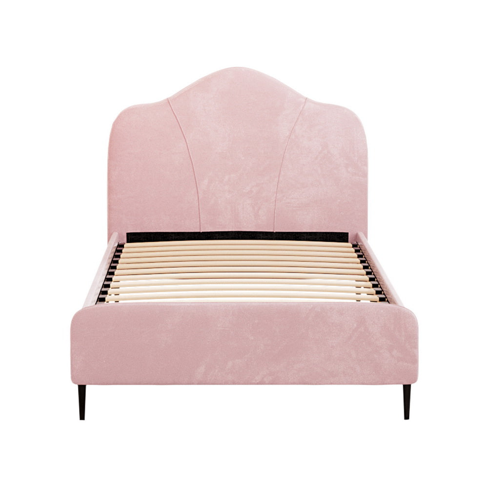 Artiss Bed Frame King Single Size Velvet Pink OLAN Artiss