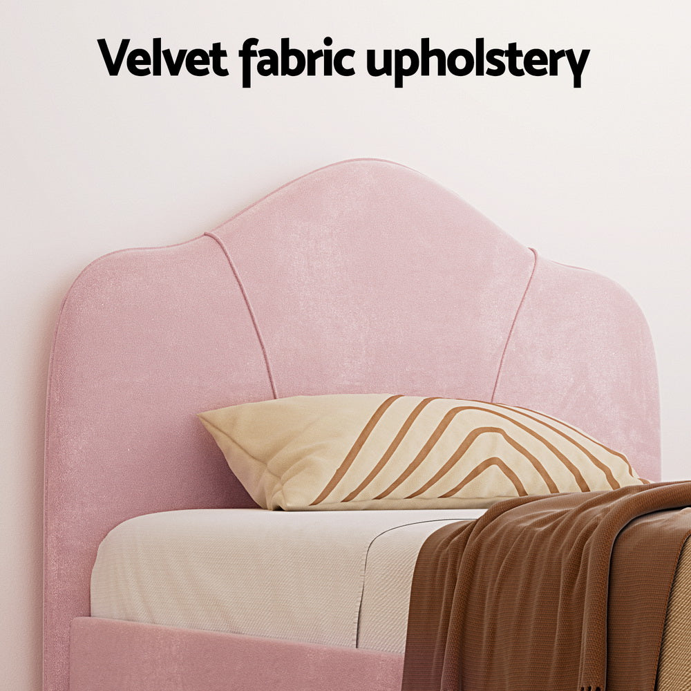 Artiss Bed Frame King Single Size Velvet Pink OLAN Artiss
