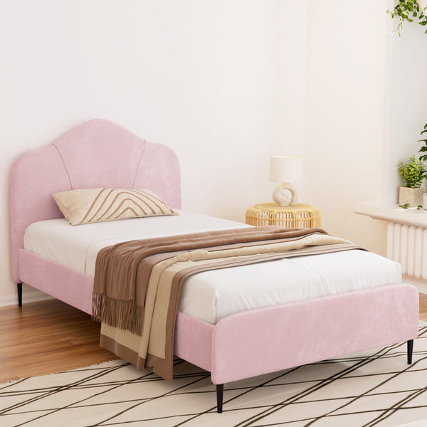 Artiss Bed Frame King Single Size Velvet Pink OLAN Artiss