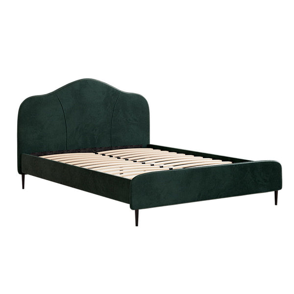 Artiss Bed Frame Queen Size Velvet Dark Green OLAN Artiss