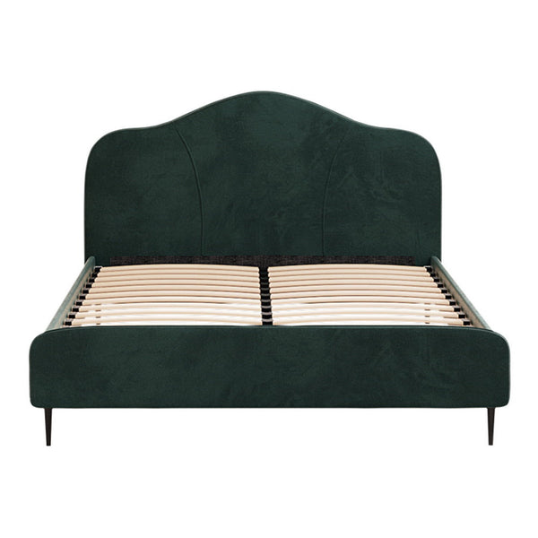Artiss Bed Frame Queen Size Velvet Dark Green OLAN Artiss