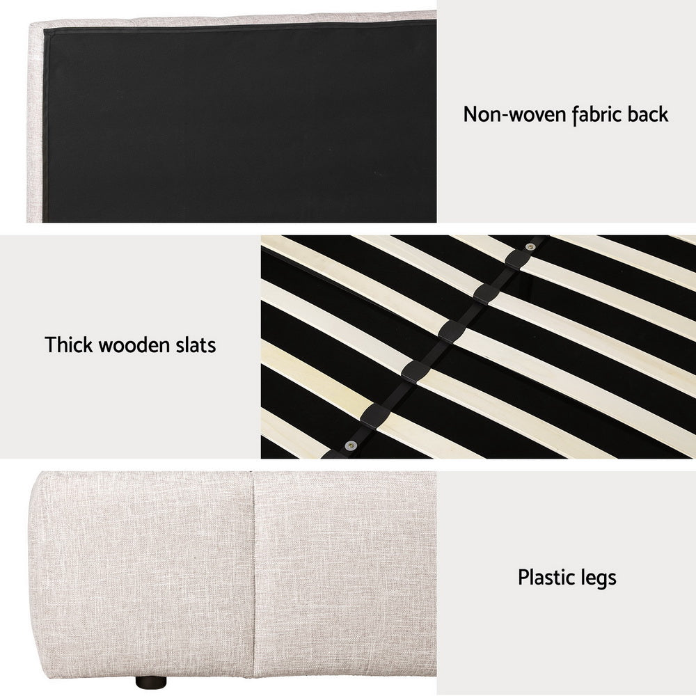 Artiss Bed Frame Double Size Beige TETTE Artiss