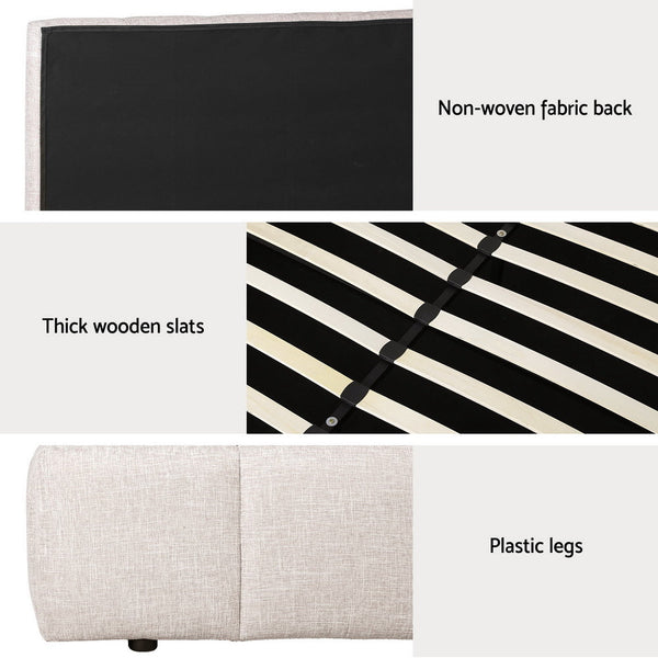 Artiss Bed Frame Double Size Beige TETTE Artiss