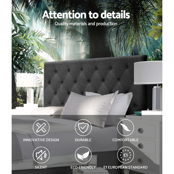 Double Size Bed Head Headboard Bedhead Fabric Frame Base CAPPI Charcoal Artiss